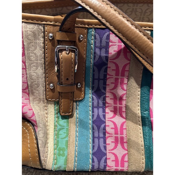 FOSSIL HANDBAG Signature Jacquard & Leather Purse Hand Bag Stripe C24 - Picture 2 of 16